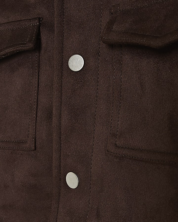 Boys Brown Faux Suede Western Jacket