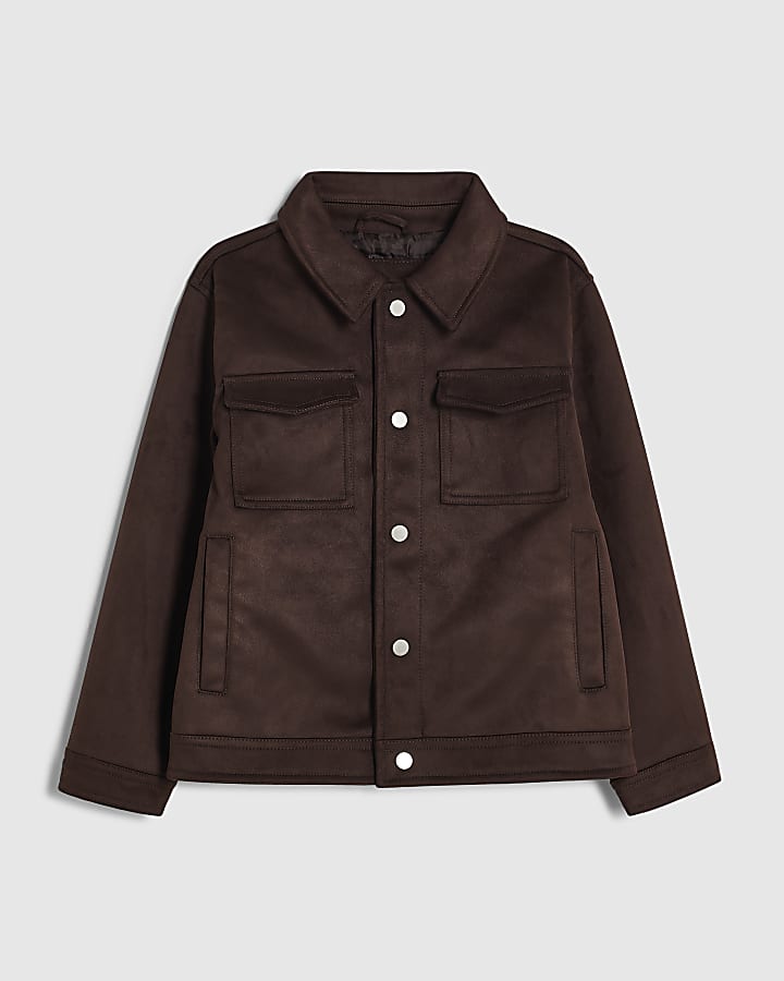Boys Brown Faux Suede Western Jacket