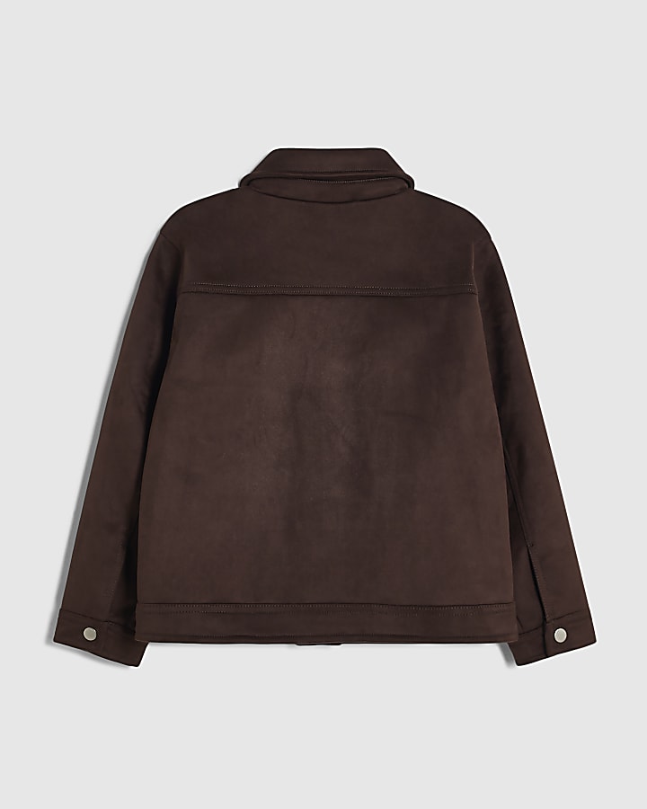 Boys Brown Faux Suede Western Jacket