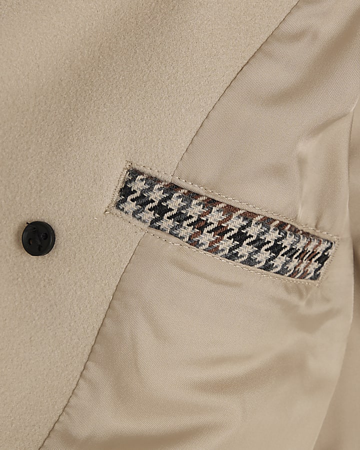 Mini Boys Beige Double Breasted Peacoat