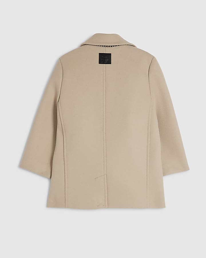 Mini Boys Beige Double Breasted Peacoat