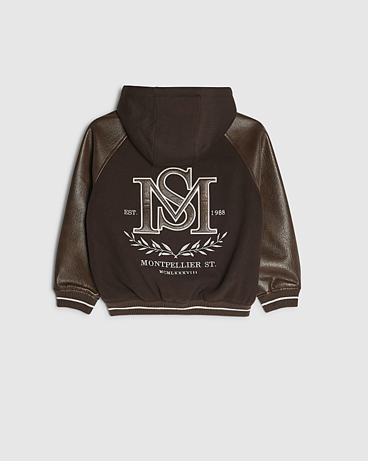 Boys Brown Hooded Bomber Jacket