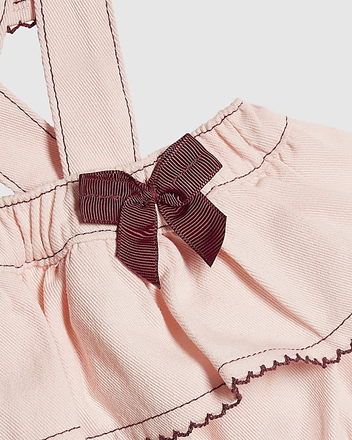 Baby Girls Pink Bow Frill Bloomer 3 Piece Set