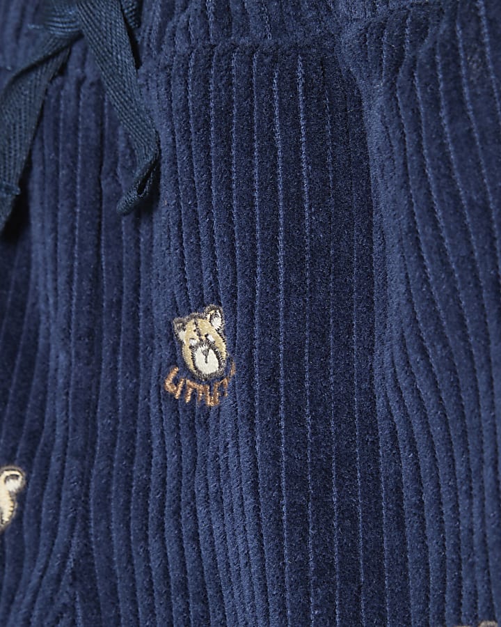 Baby Boys Navy Little Man Bear Shacket Set