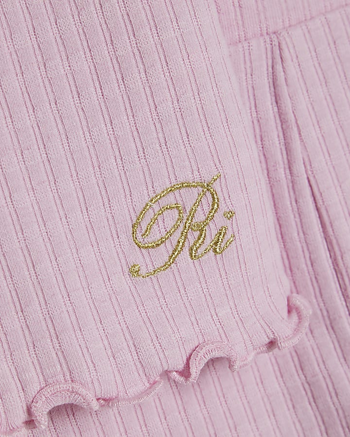 Mini Girls Pink Textured T-Shirt Legging Set