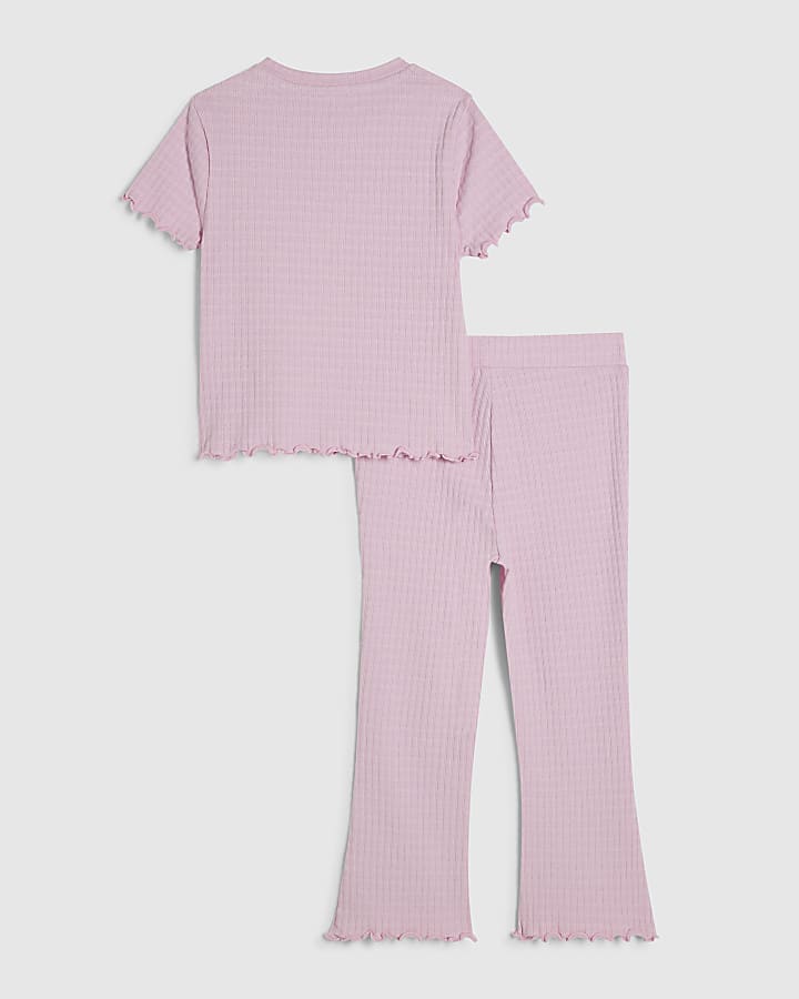 Mini Girls Pink Textured T-Shirt Legging Set
