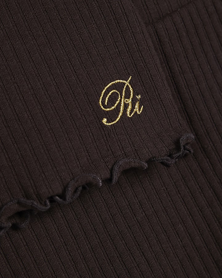 Mini Girls Brown Textured T-Shirt Legging Set