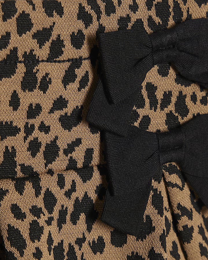 Mini Girls White Leopard Print Skirt Set