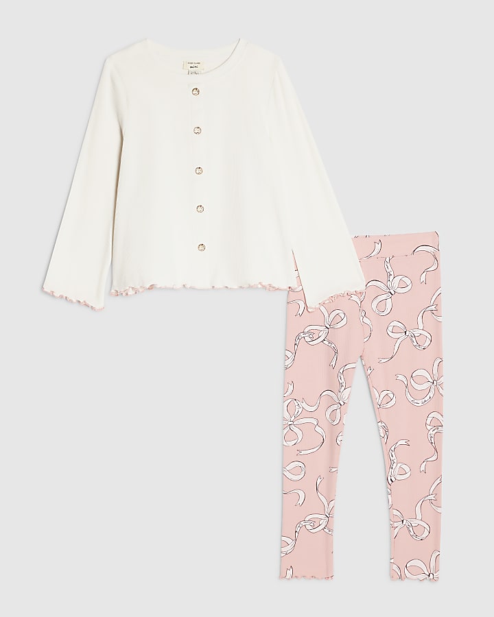 Mini Girls White Swing Cardigan Set