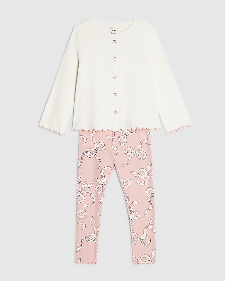 Mini Girls White Swing Cardigan Set