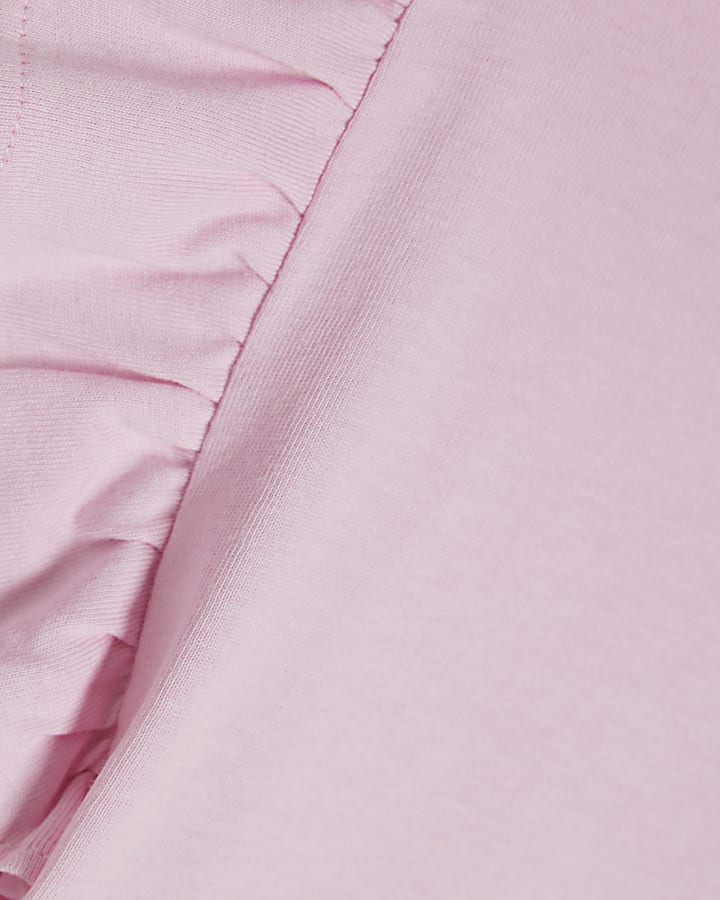 Mini Girls Pink Bow Frill Top