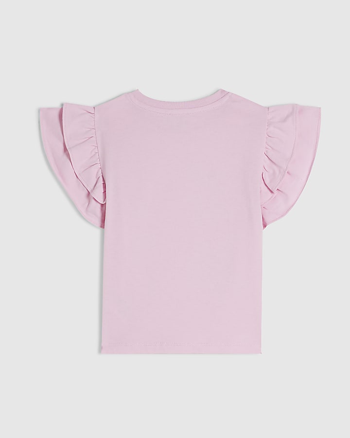 Mini Girls Pink Bow Frill Top