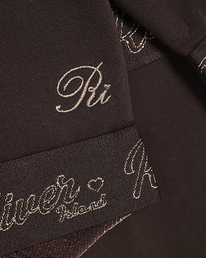 Mini Girls Brown RI Sweatshirt Set