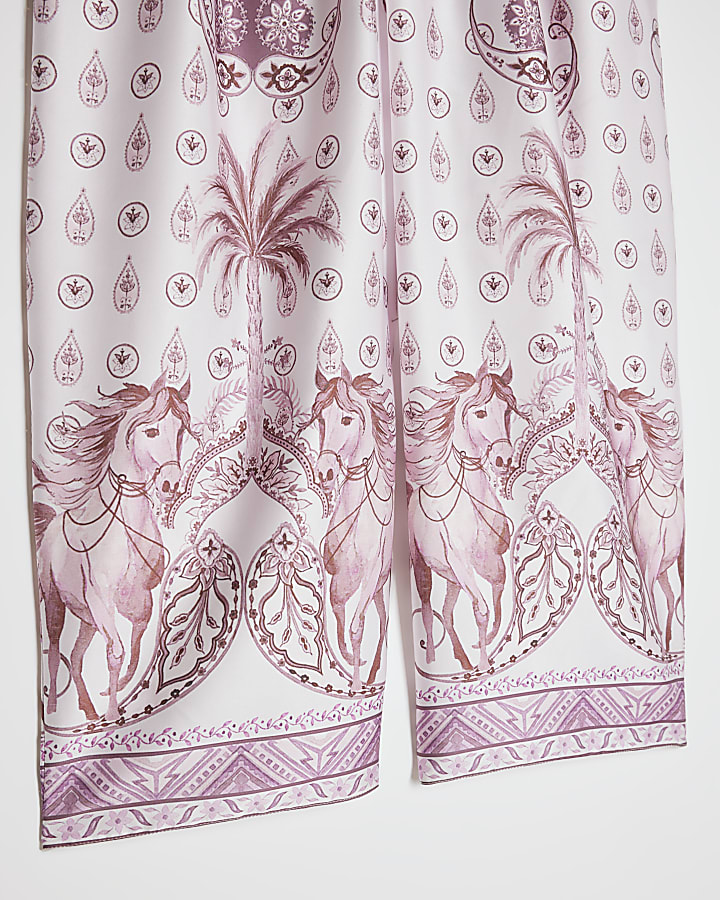 Girls Pink Satin Horse Trousers