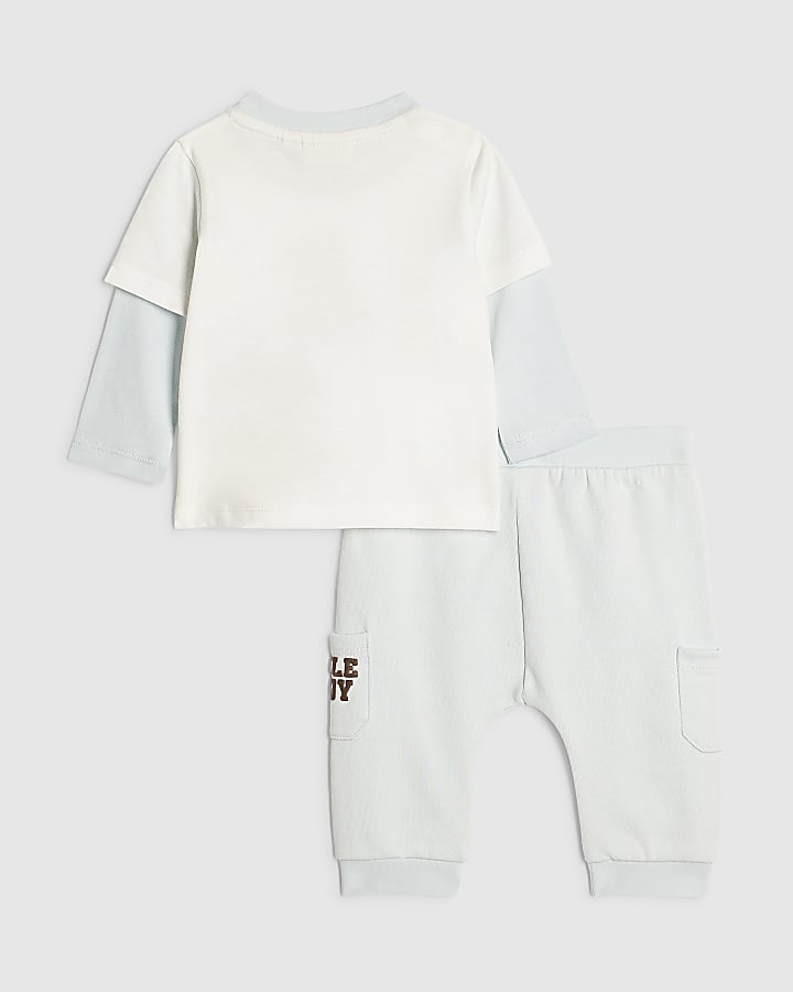 Baby Boys Cream Cuddle Buddy Bear T-Shirt Set