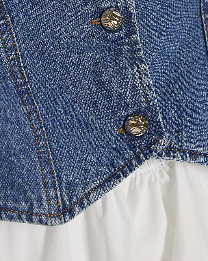 Mini Girls Blue Hybrid Denim Dress