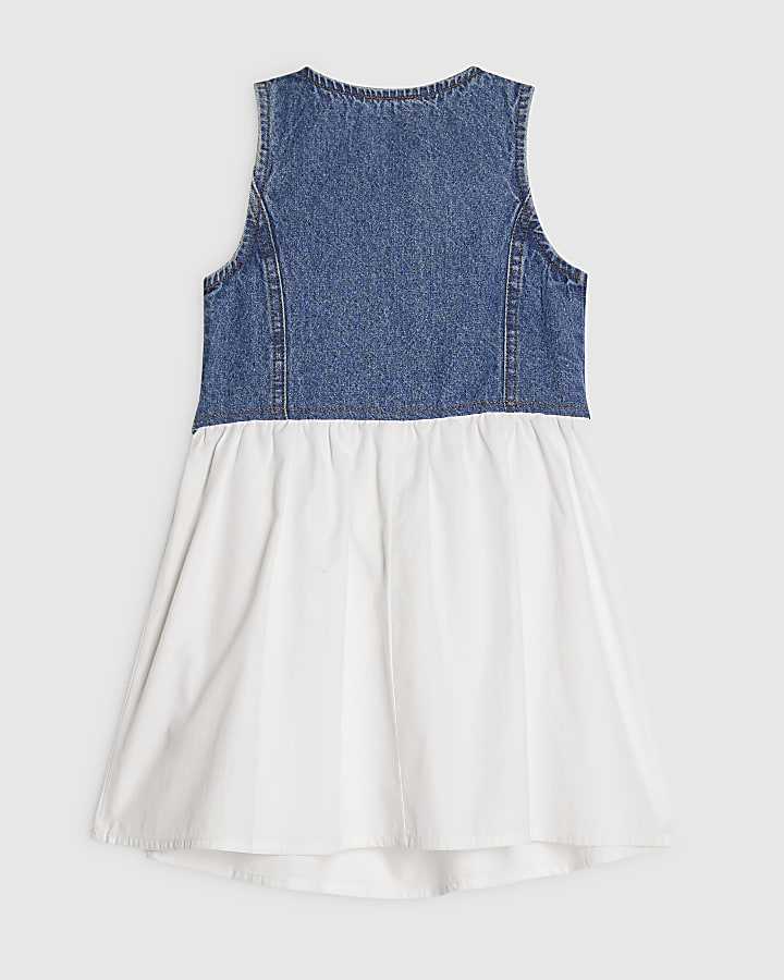 Mini Girls Blue Hybrid Denim Dress