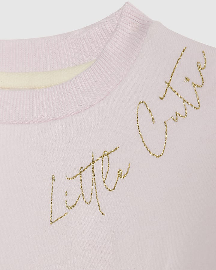 Mini Girls Pink Tulle Bow Sweatshirt Set