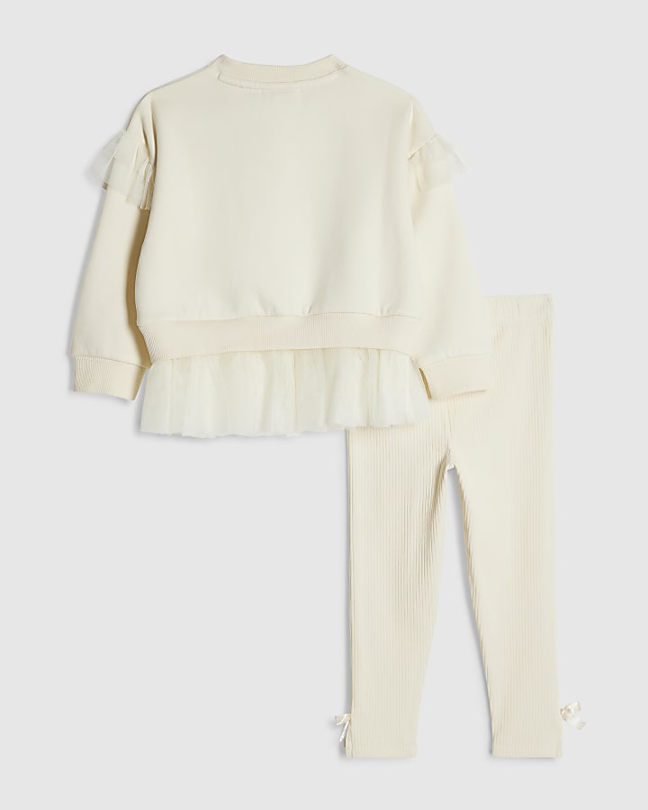 Mini Girls Yellow Tulle Bow Sweatshirt Set