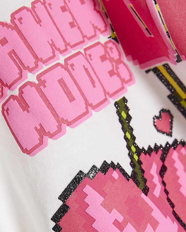 Girls White Cherry Gamer T-Shirt