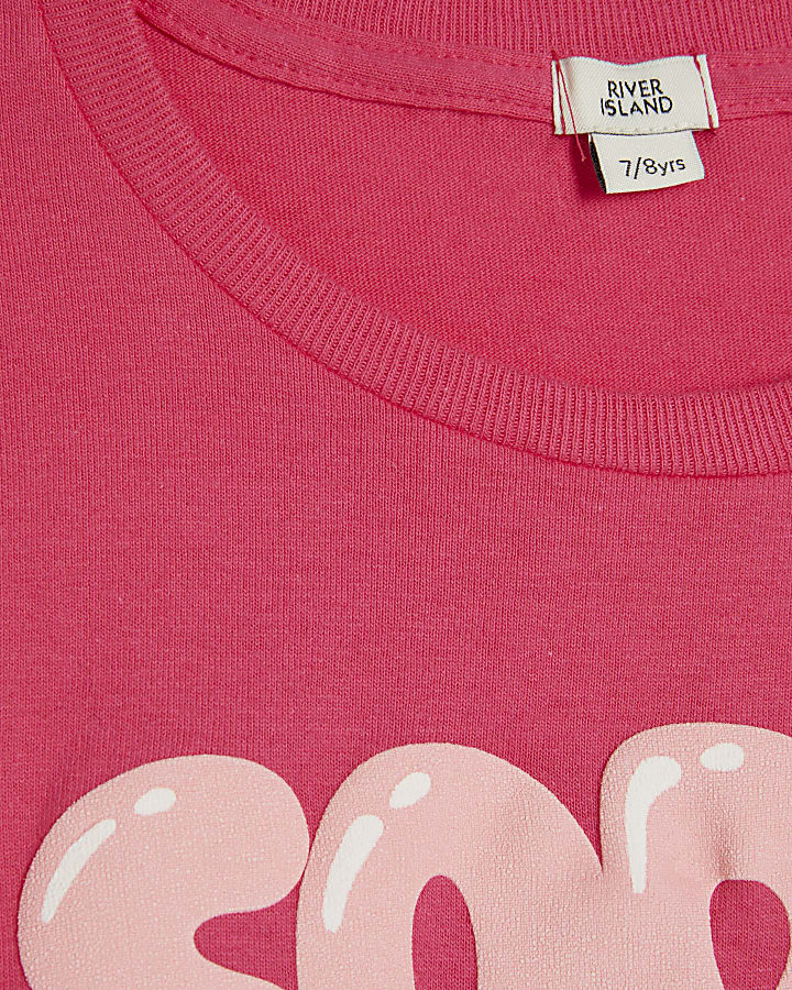 Girls Pink Soda Pop Crop T-Shirt