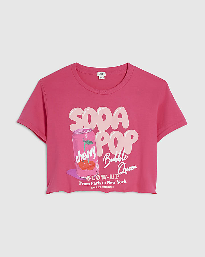 Girls Pink Soda Pop Crop T-Shirt