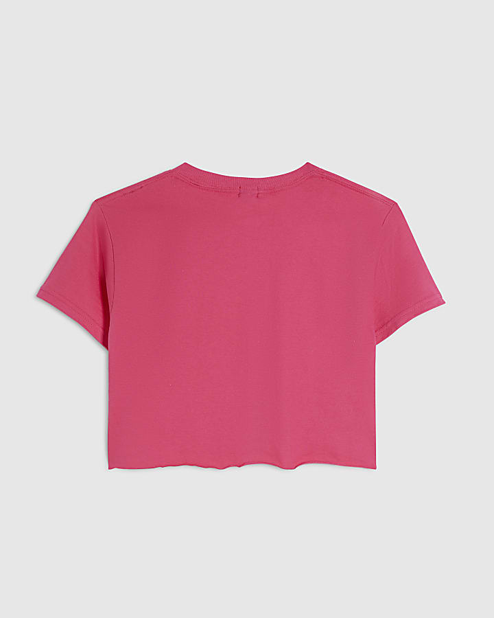 Girls Pink Soda Pop Crop T-Shirt