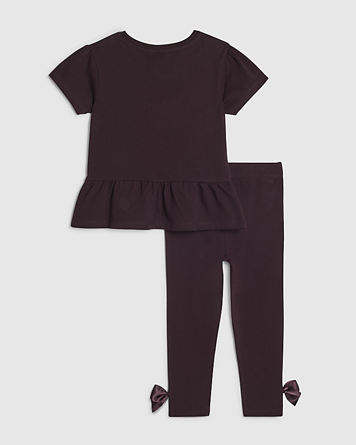 Mini Girls Red Satin Bow T-Shirt Set