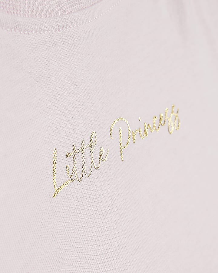 Mini Girls Pink Satin Bow T-Shirt Set