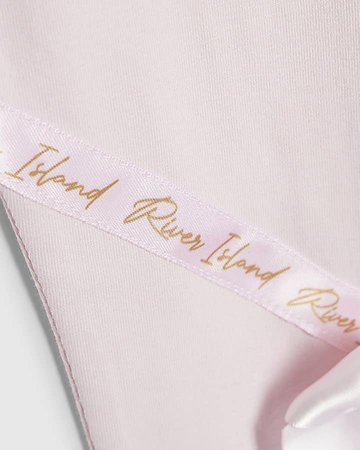 Mini Girls Pink Satin Bow T-Shirt Set