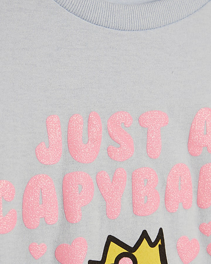 Girls Blue Capybara Queen T-Shirt