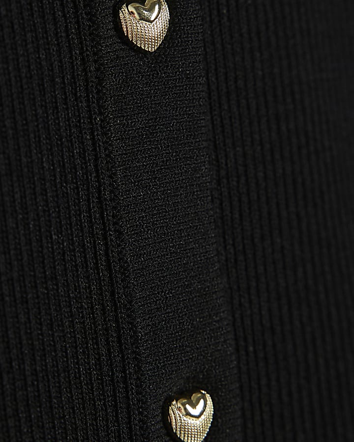 Girls Black Lace Hem Polo Top Set