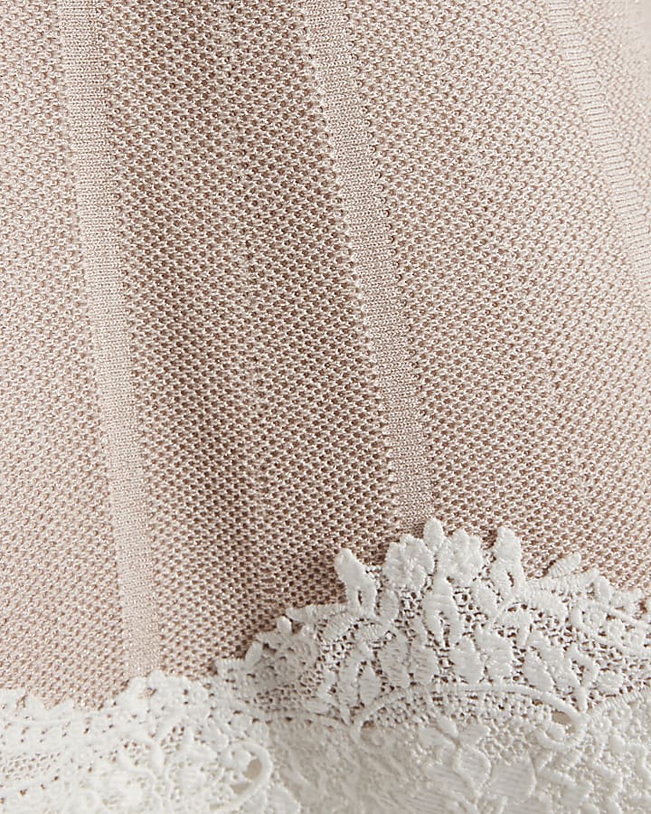 Girls Pink Lace Hem Flippy Dress