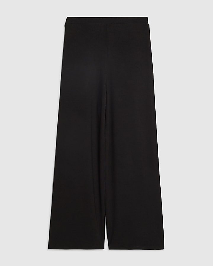 Girls Black Scarf Wrap Wide Leg Trousers