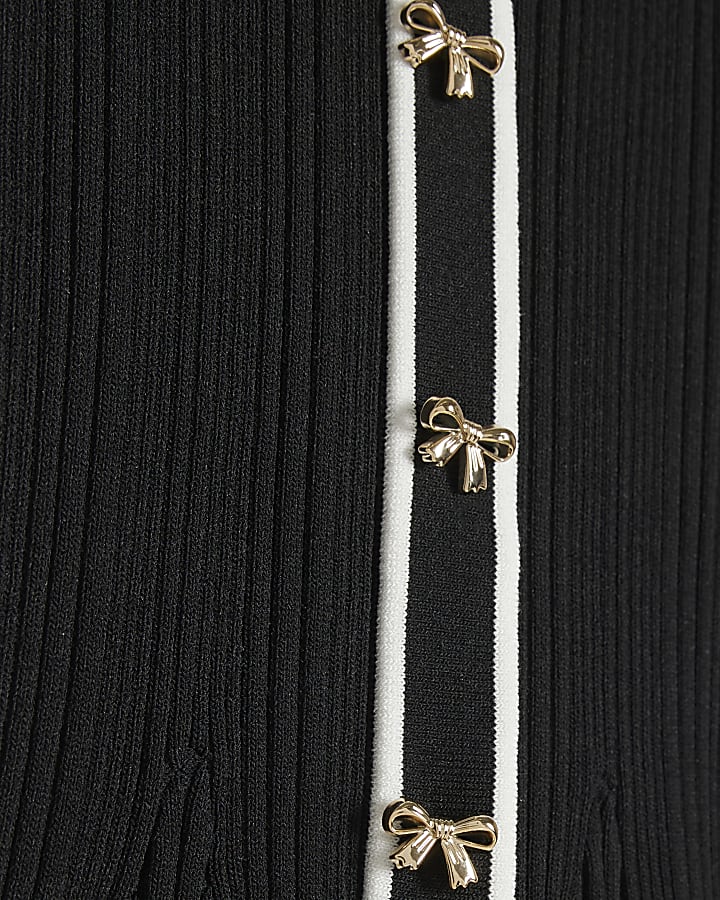 Girls Black Knitted Peplum Top &Trouser Set
