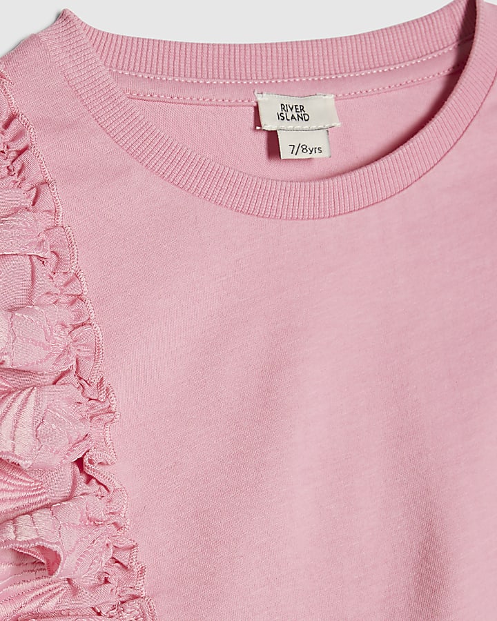 Girls Pink Sleeveless Top And Shell Skirt Set