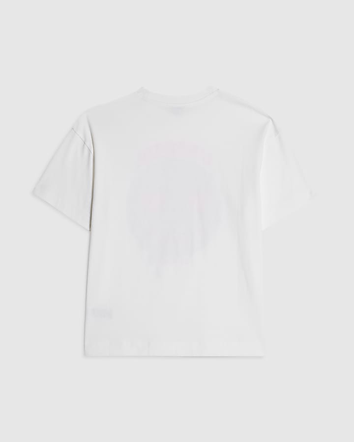Girls White Leopard Smile T-Shirt