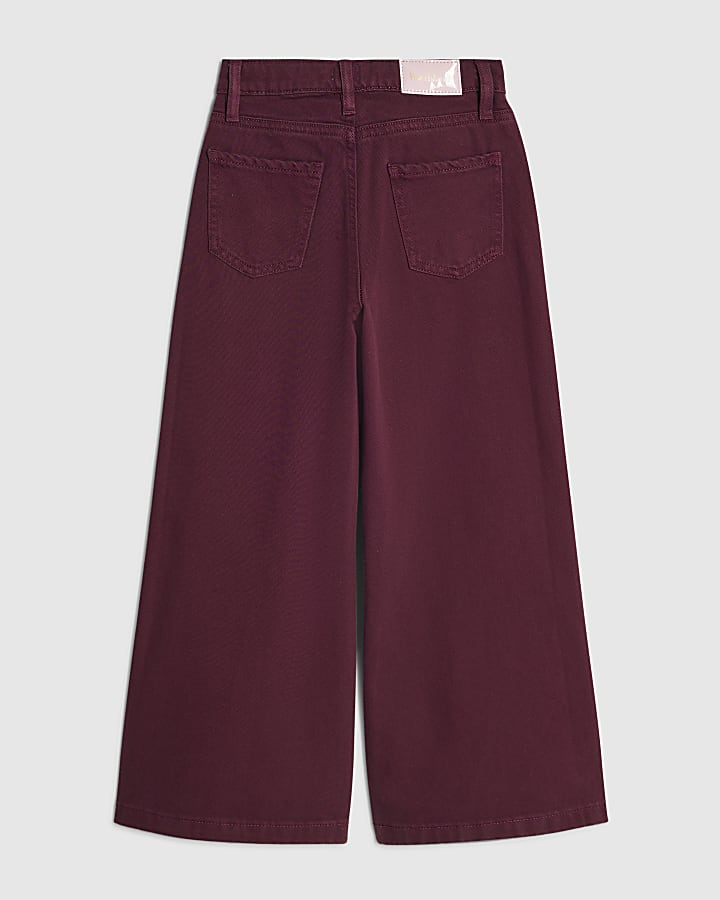 Girls Red Bow Charm Wide Leg Jeans
