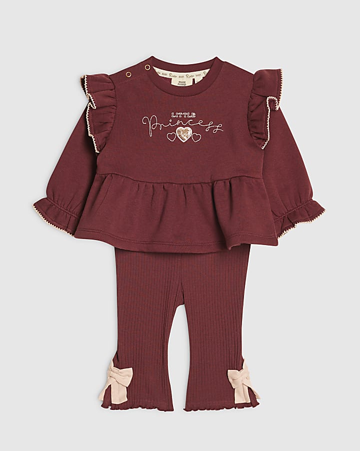 Baby Girls Red Little Princess Sweatshirt Set