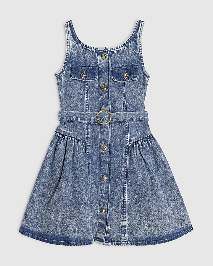 Girls Denim Flippy Pinifore Dress