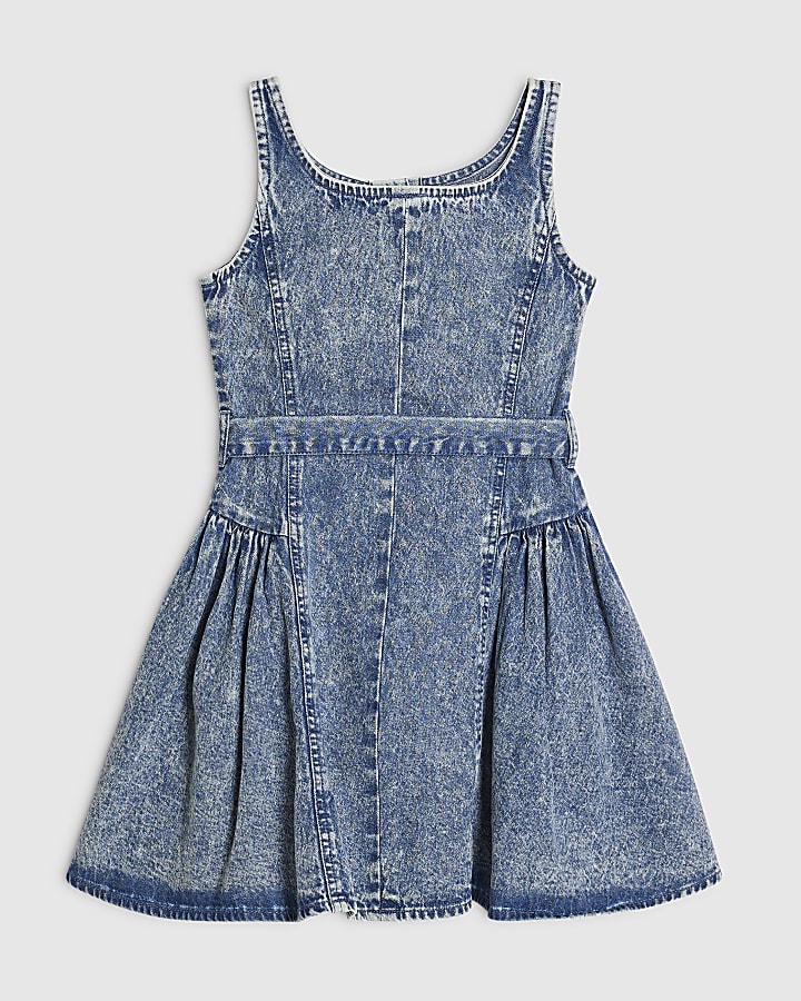 Girls Denim Flippy Pinifore Dress