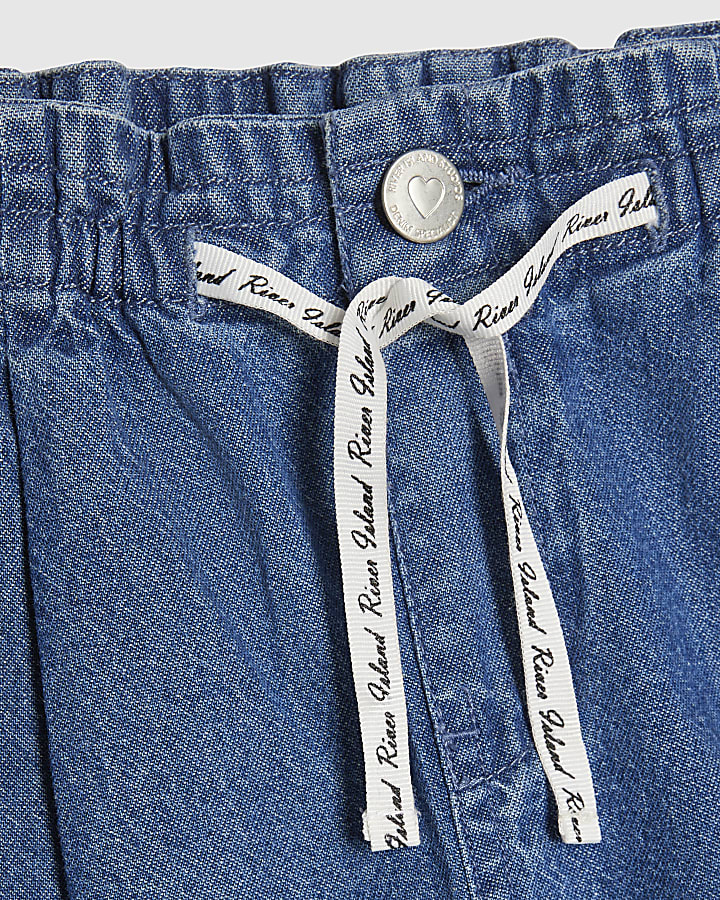 Girls Blue Wide Leg Jeans