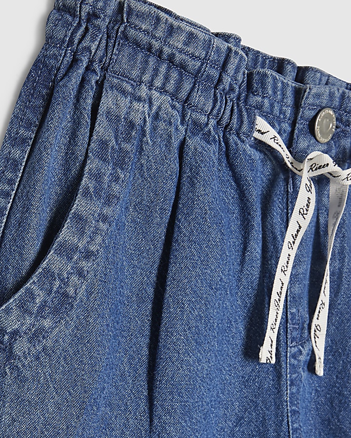 Girls Blue Wide Leg Jeans