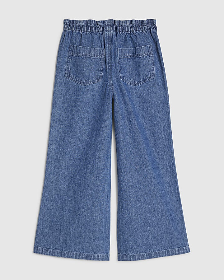 Girls Blue Wide Leg Jeans