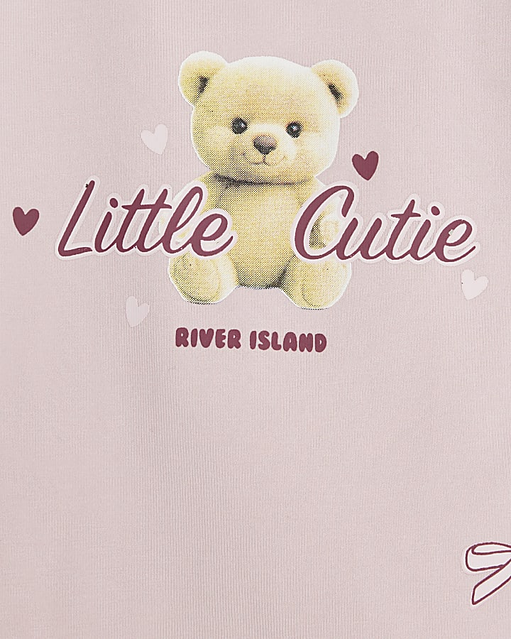 Baby Girls Pink Little Cutie Bear T-Shirt Set