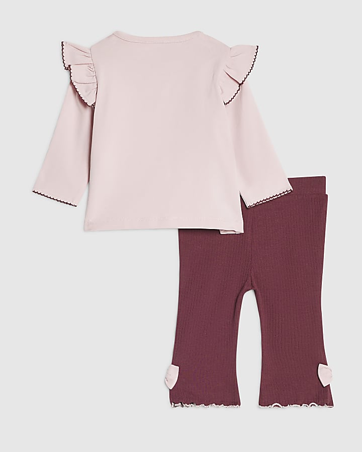 Baby Girls Pink Little Cutie Bear T-Shirt Set