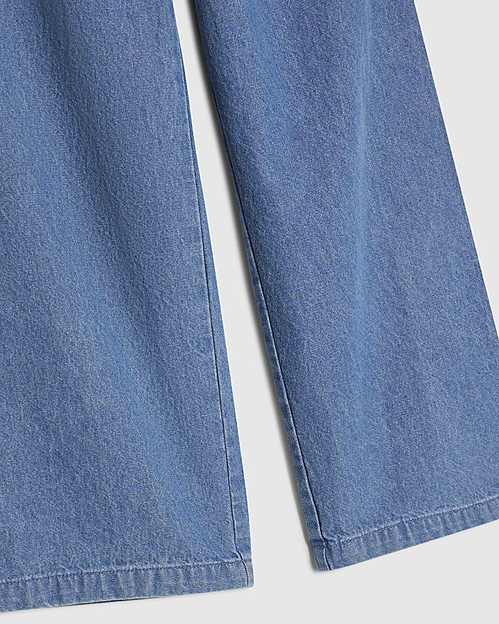 Girls Blue Scarf Wide Leg Jeans