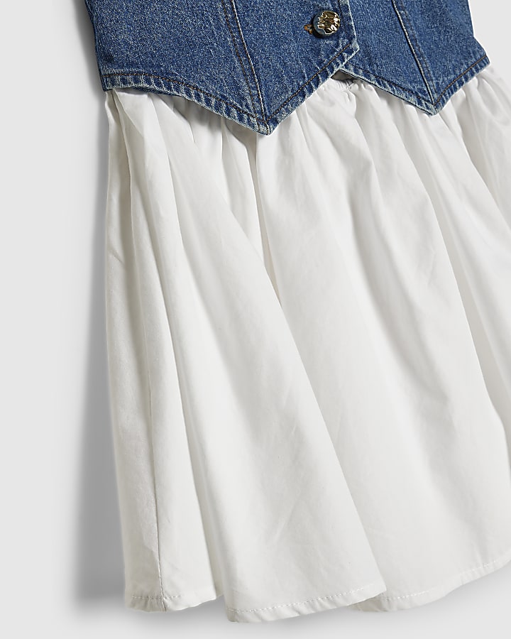 Girls Blue Hybrid Waistcoat Dress