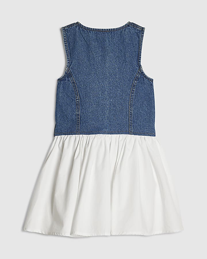 Girls Blue Hybrid Waistcoat Dress
