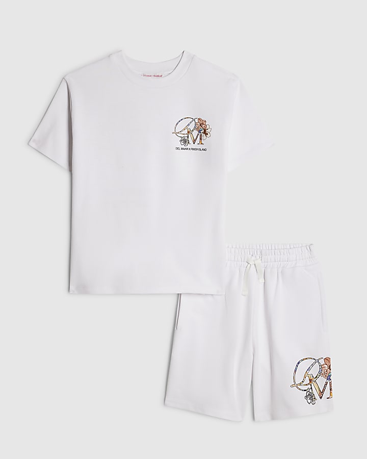 Boys White T-Shirt And Shorts Set